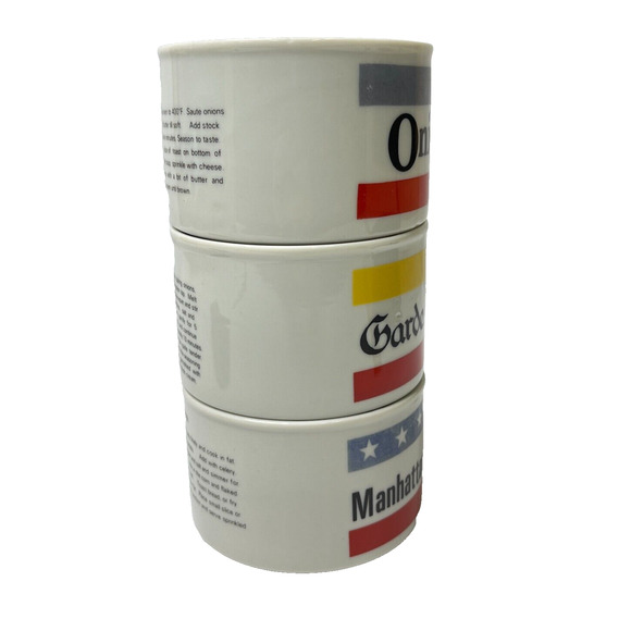 Lot Of 3 Vintage Soup Cups Manhattan Fish Chowder Onion Garden Pea Soup Mugs - Picture 4 of 11